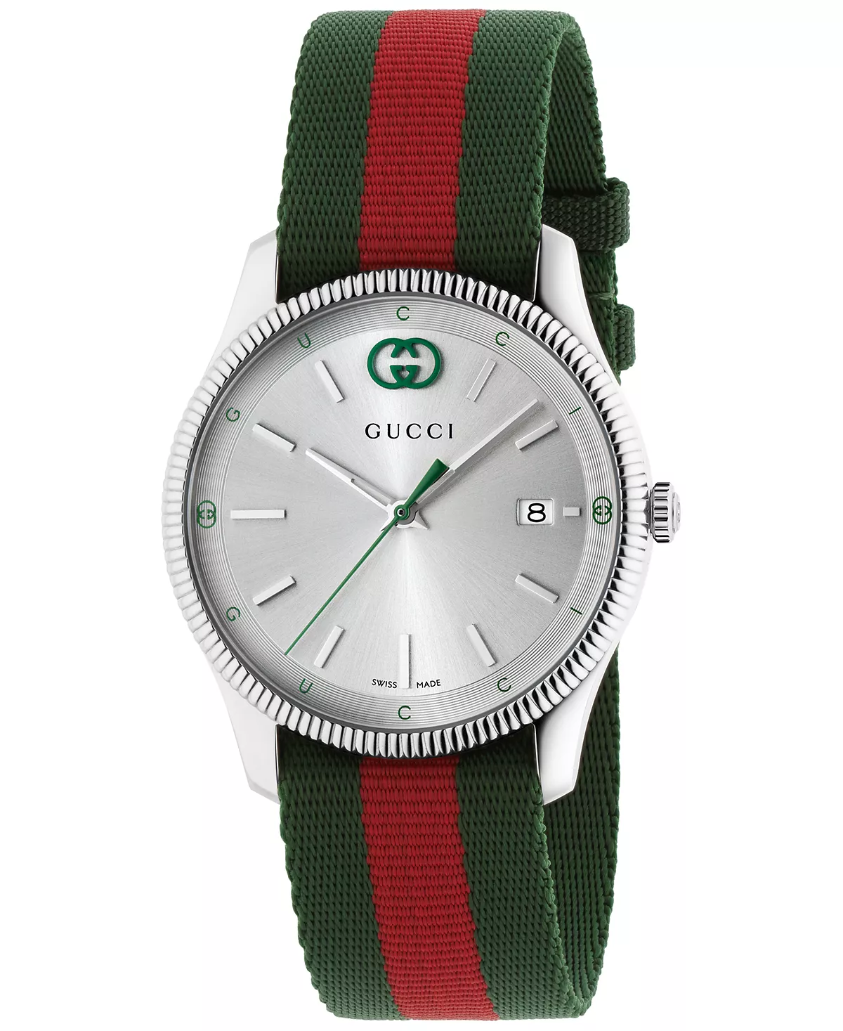  Женские швейцарские часы G-Timeless с красно-зеленым нейлоновым ремешком 38 мм