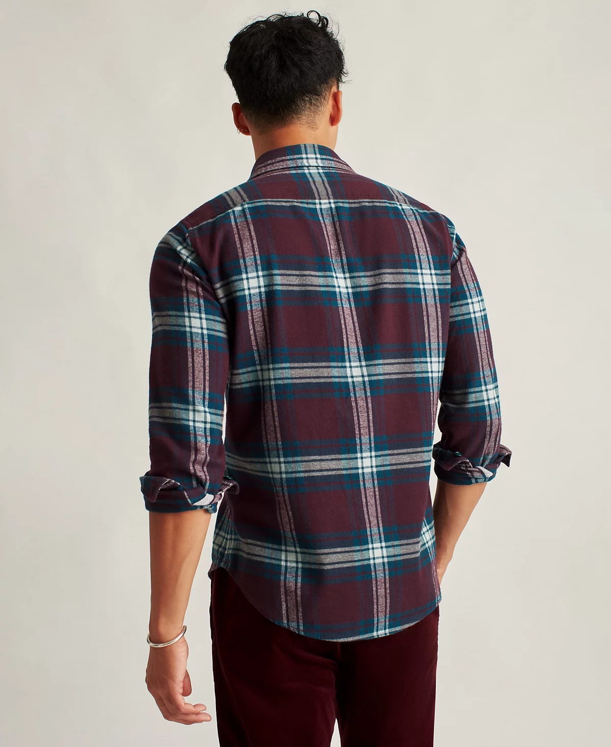 Мужская приталенная фланелевая рубашка Bonobos в клетку Стрейч с длинным рукавом и пуговицами спереди 5890₽