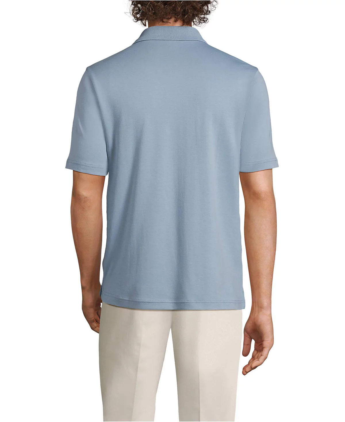 Хлопковая рубашка-поло Supima из хлопка с коротким рукавом и карманом Lands End Big - Tall 12390₽