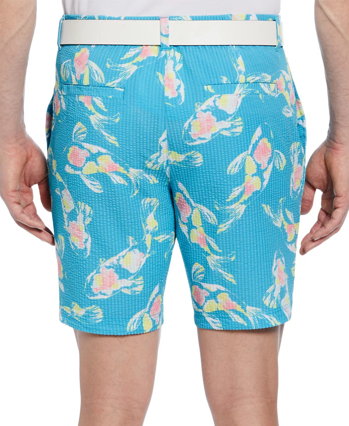 Мужские шорты для гольфа PGA TOUR из ткани Seersucker с акварельным принтом рыбы Кои длиной 8 дюймов 7990₽
