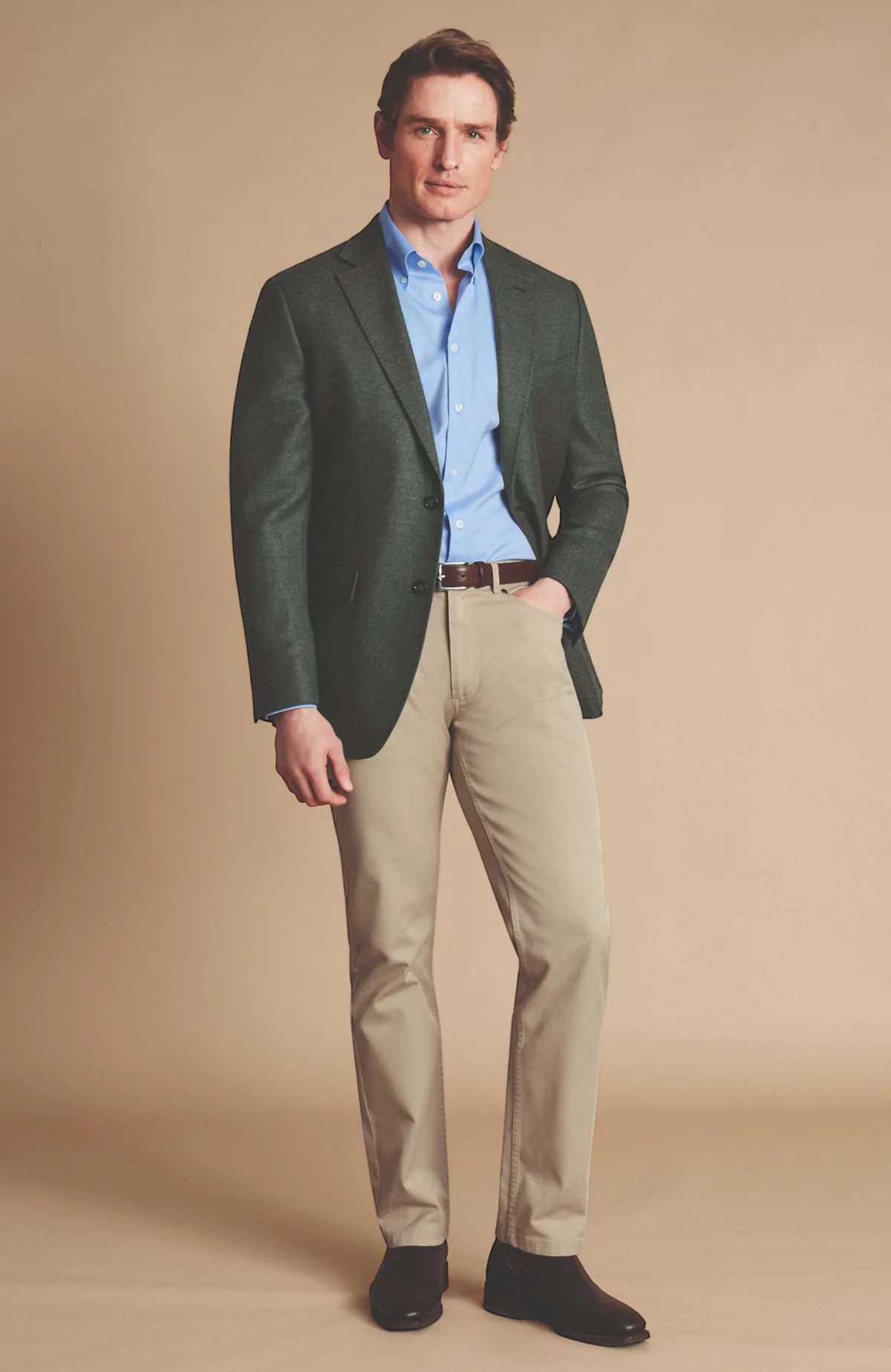 Приталенный пиджак Charles Tyrwhitt из мужской саржи с шерстяной текстурой