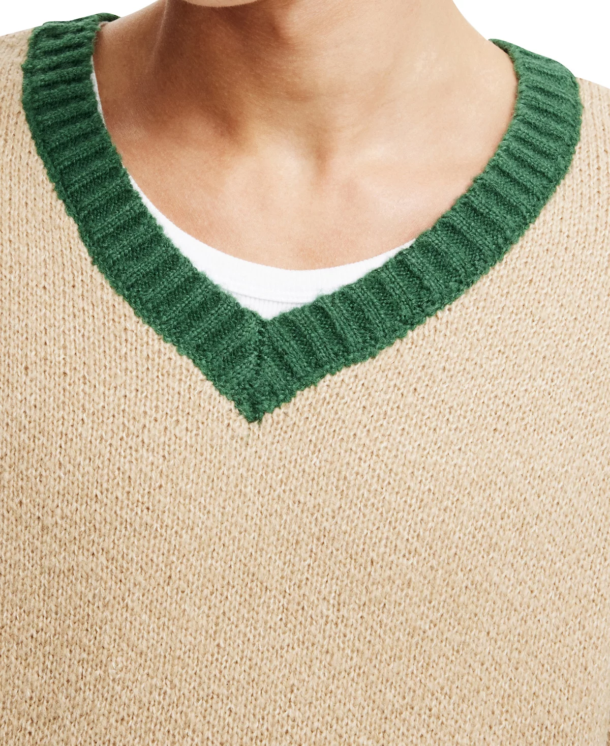 Мужской вязаный свитер с V-образным вырезом ИЗ ХЛОПКА 11390₽