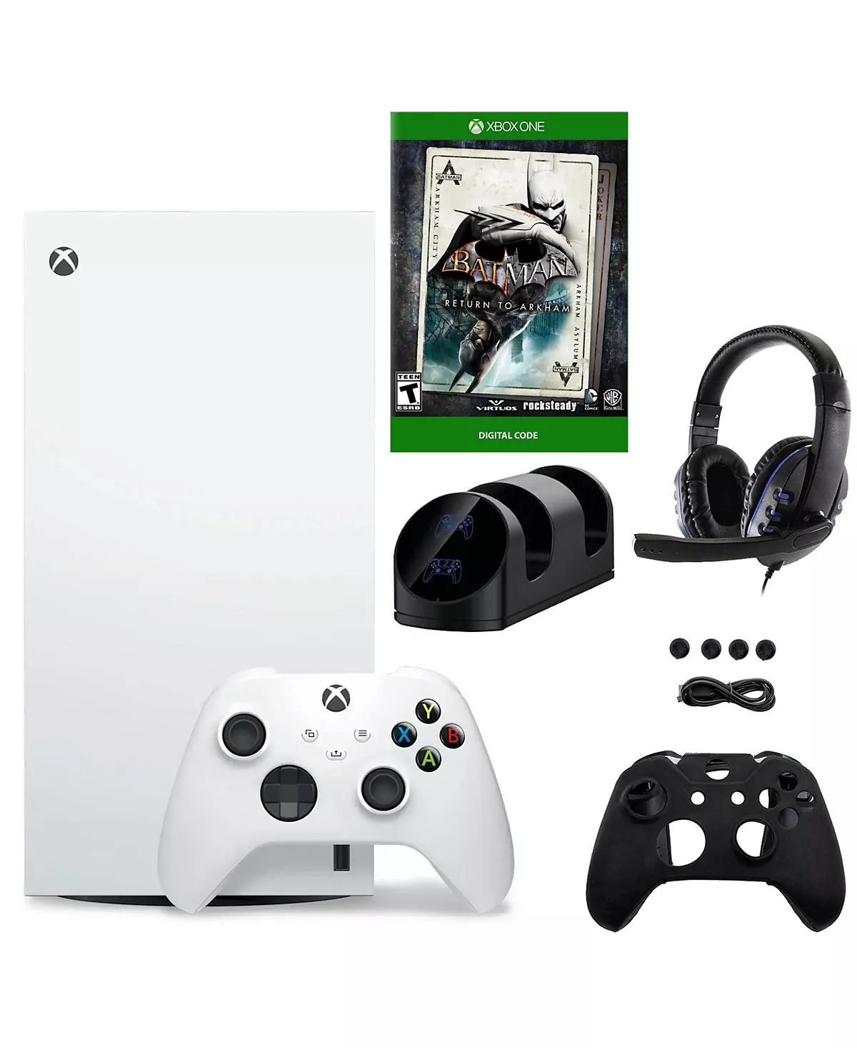  Цифровая белая консоль серии X с игрой Return to Arkham и набором аксессуаров