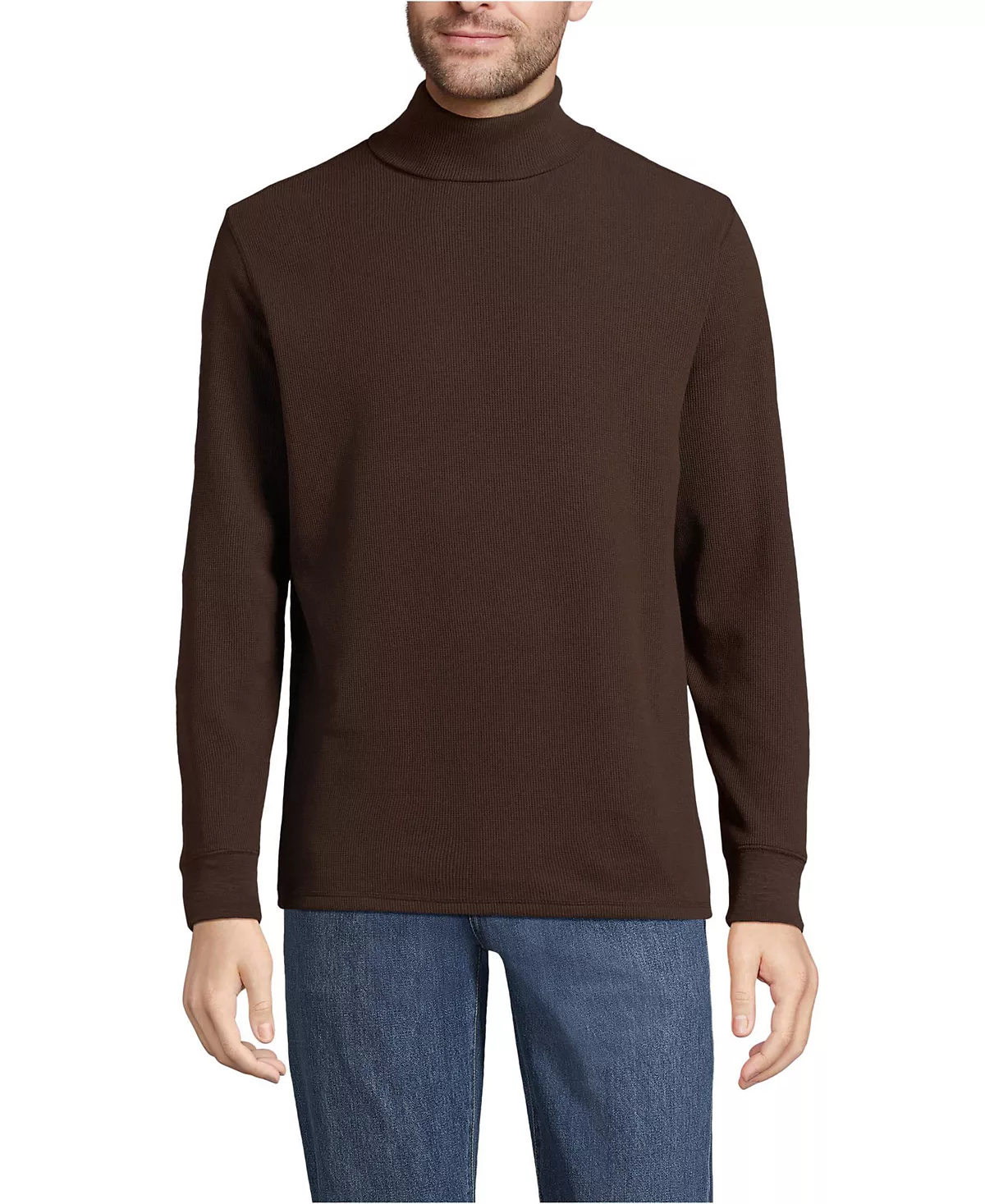 Мужская вафельная рубашка с длинным рукавом и круглым вырезом горловины 5690₽