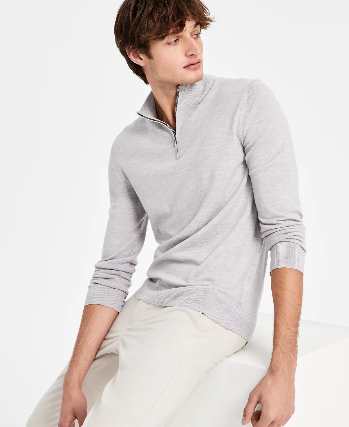 Мужской свитер Charles Tyrwhitt из мериносовой шерсти с застежкой на четверть молнии 20690₽