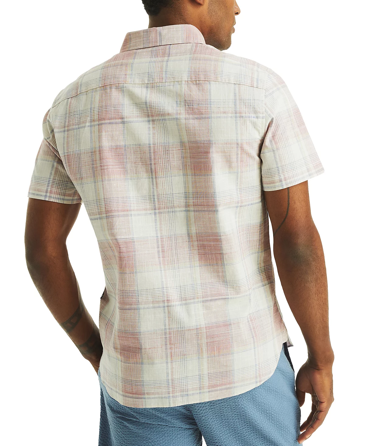 Мужская оксфордская рубашка в клетку на пуговицах с коротким рукавом от Nautica 11190₽