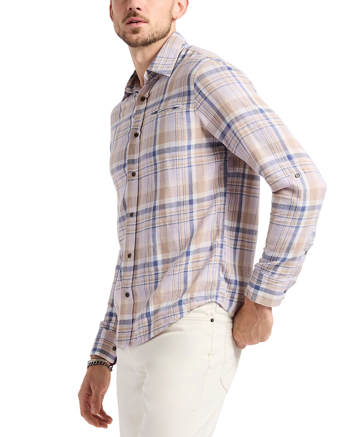 Мужская рубашка Simbio в клетку с длинным рукавом и пуговицами спереди сшитая по индивидуальному заказу 11290₽