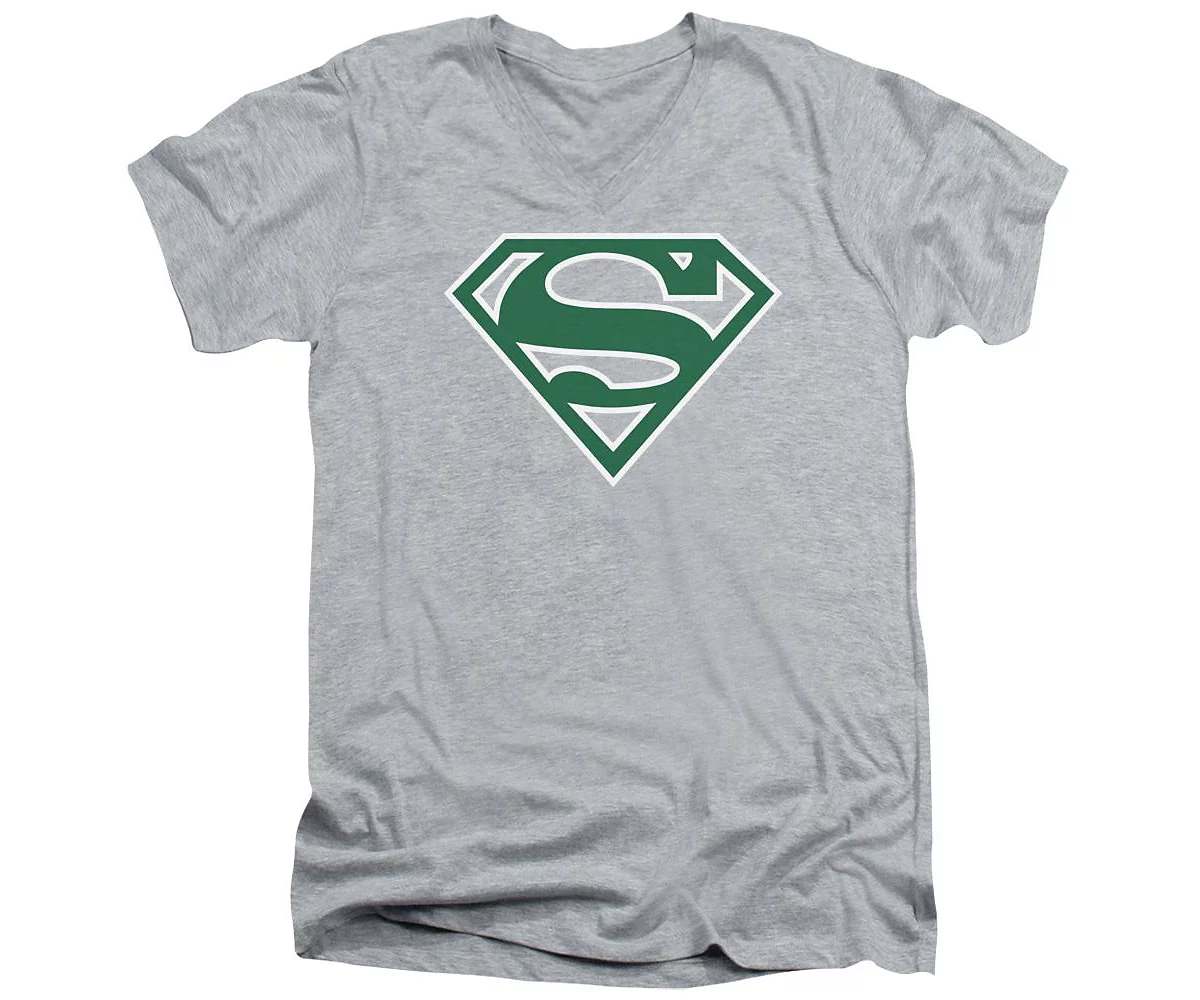 Футболка для взрослых с V-образным вырезом и коротким рукавом Superman Mens Green - White Shield 5490₽
