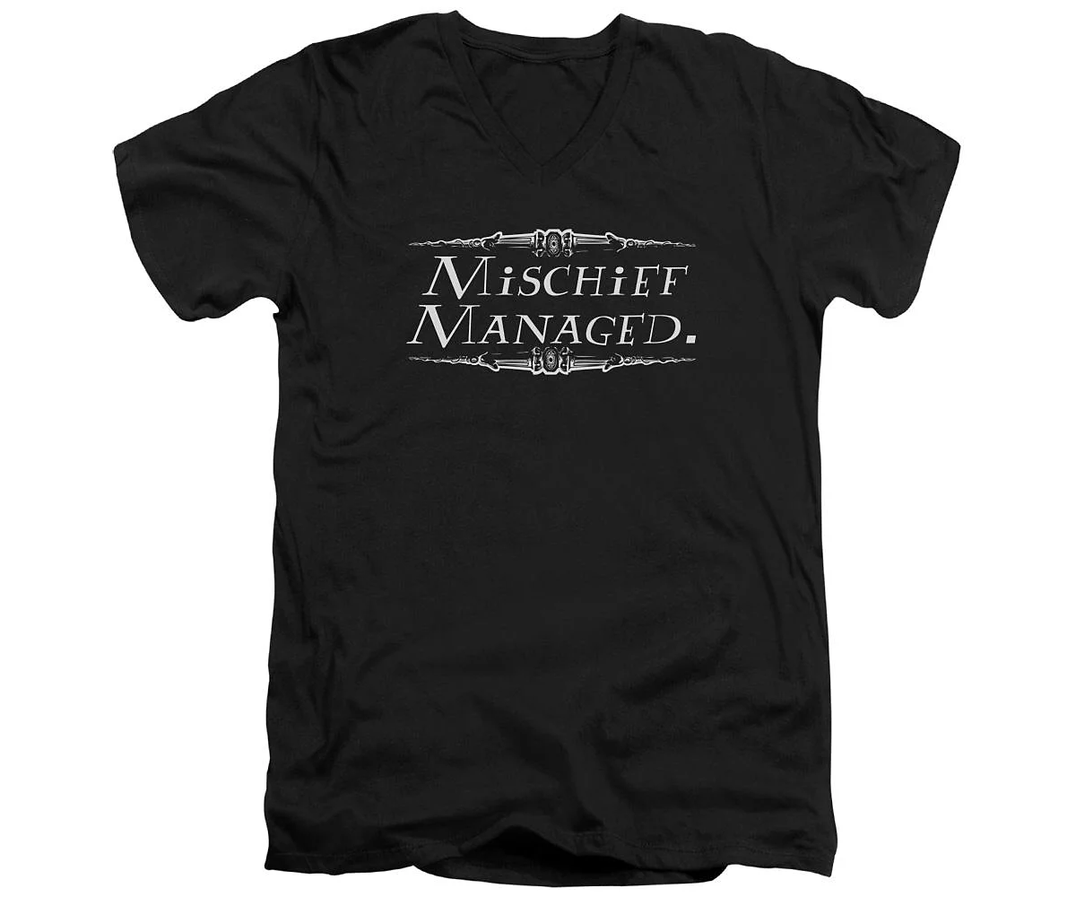 Футболка из хлопка премиум-класса с коротким рукавом и V-образным вырезом для взрослых Harry Potter Mens Mischiefship Managed