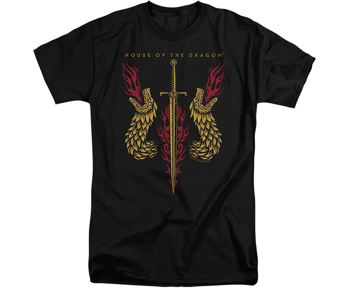 Мужская футболка House Of The Dragon с мечом и Головами драконов для взрослых с коротким рукавом 5990₽