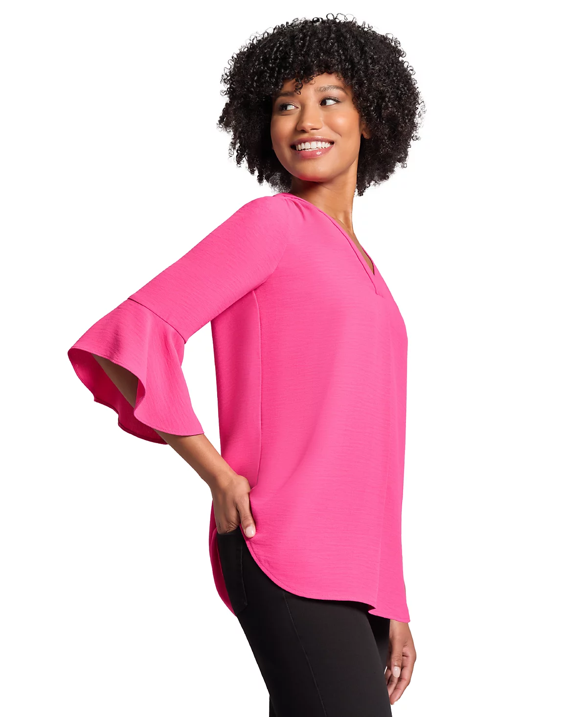 Женская блузка Jones New York с расклешенным рукавом и V-образным вырезом 9890₽