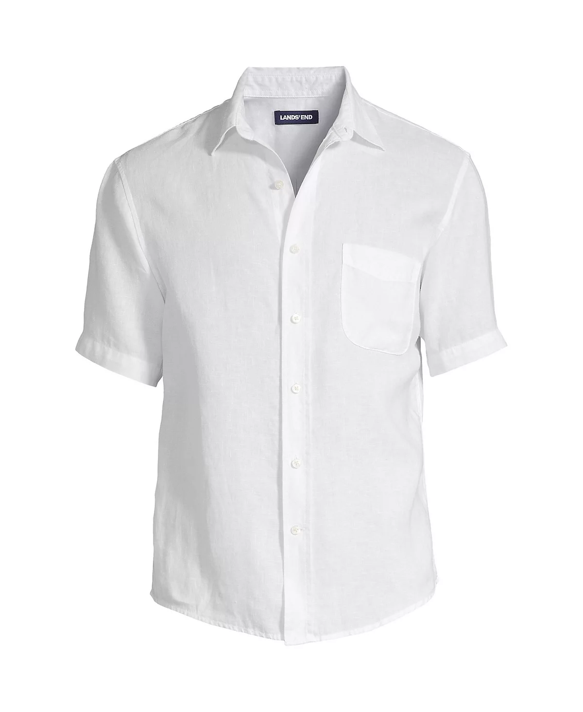 Мужская льняная рубашка традиционного покроя с коротким рукавом от Lands'End