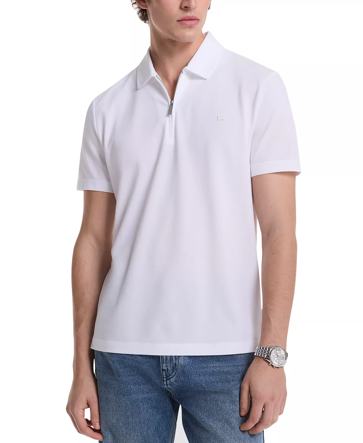 Мужская элегантная рубашка-поло из пике обычного покроя на молнии 14 16990₽