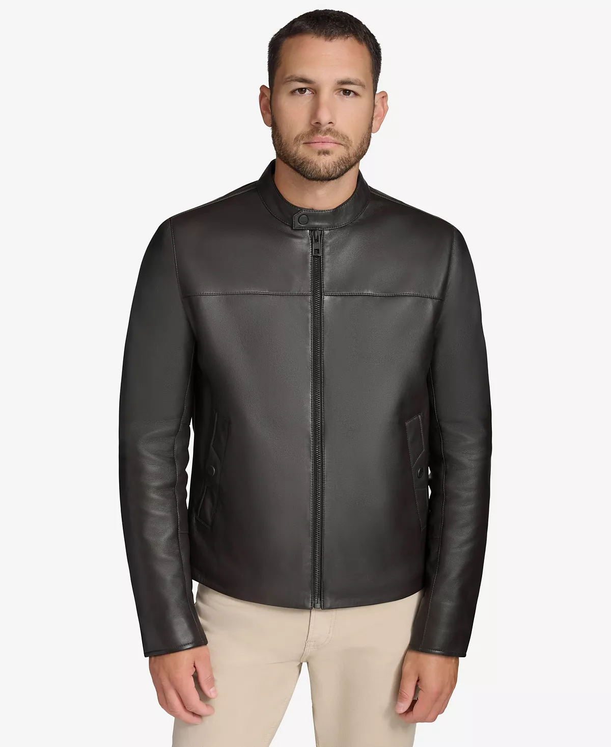 Мужская кожаная куртка гонщика Macalister