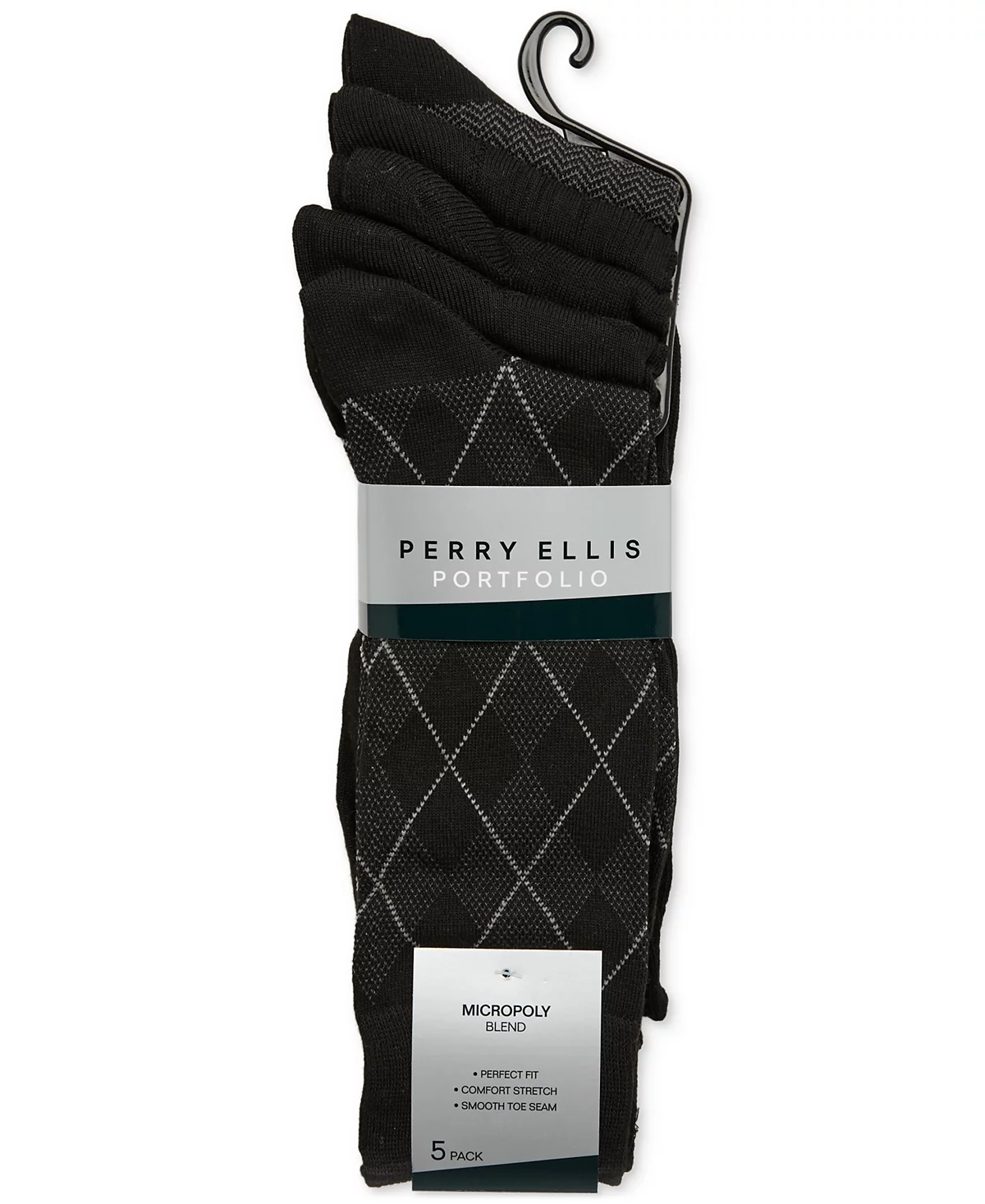 Мужские носки Perry Ellis Portfolio от Anthracite Diamond Crew 5 упаковок 5690₽