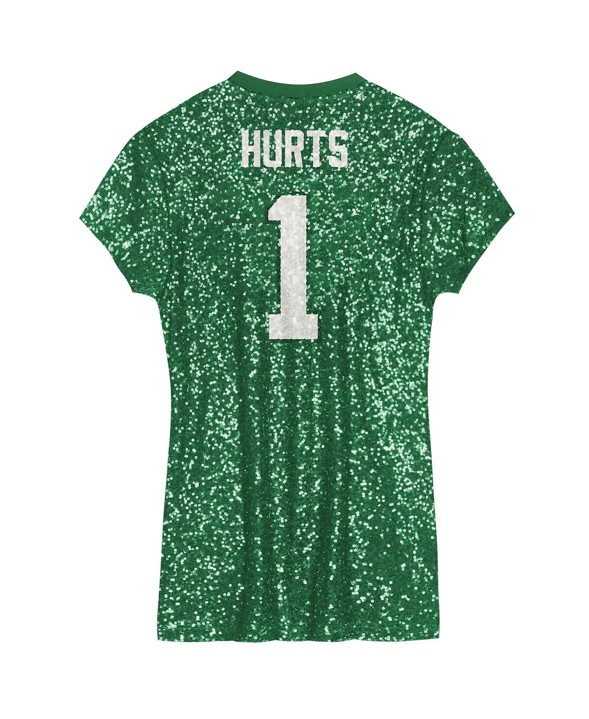 Платье с V-образным вырезом для больших девочек Jalen Hurts Келли Грин Philadelphia Eagles украшенное блестками Именем и номером игрока 10690₽