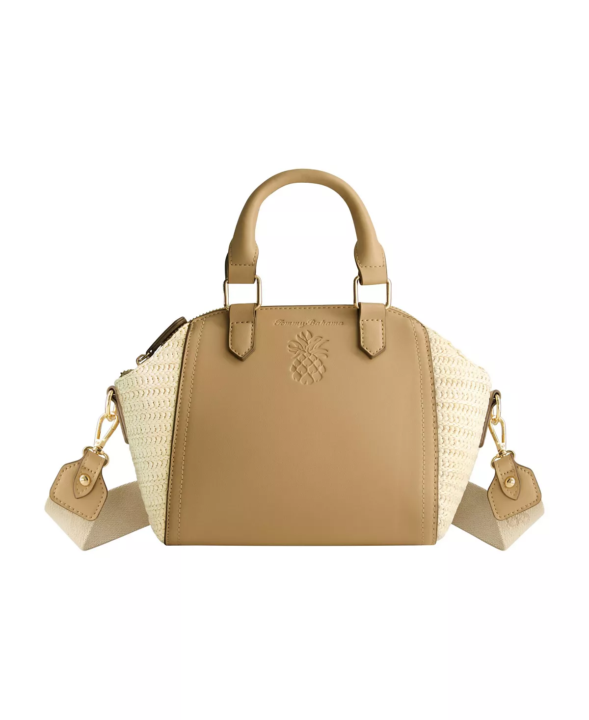 Мини-сумка с нанесенным логотипом и вставками из соломы