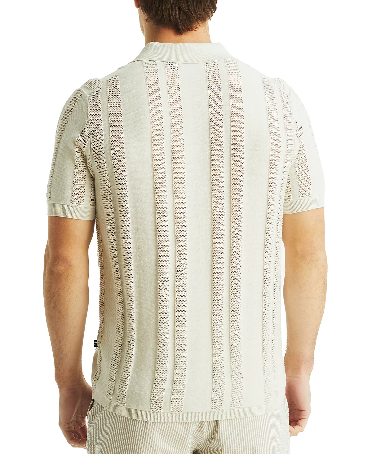 Мужской текстурированный свитер поло в полоску с коротким рукавом Nautica 15090₽