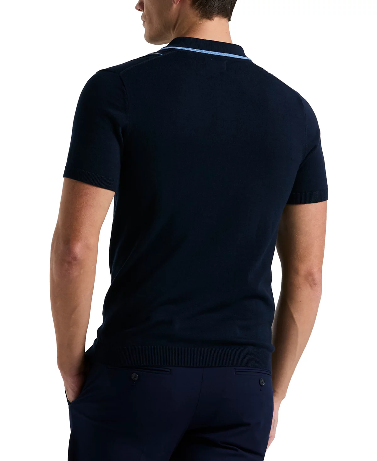 Мужская рубашка поло Perry Ellis из хлопчатобумажной сетки в вертикальную полоску с коротким рукавом 16990₽