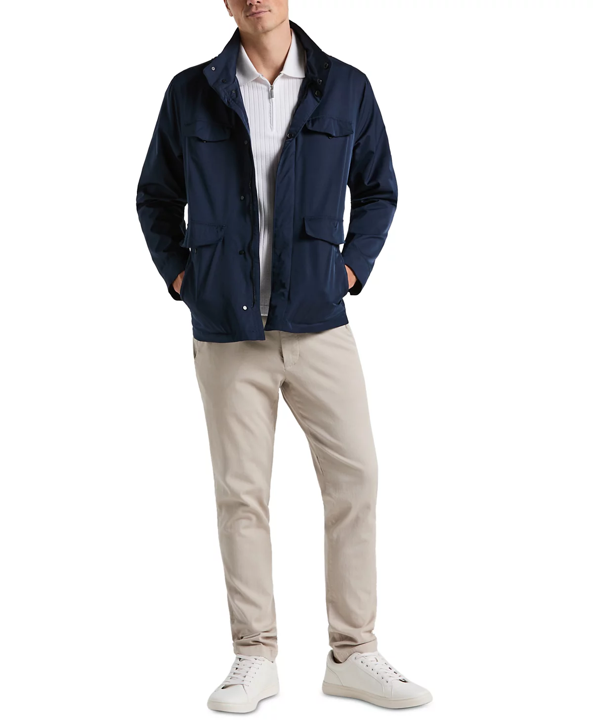 Мужская куртка с капюшоном Perry Ellis из переливающейся саржи с 6 карманами 33290₽