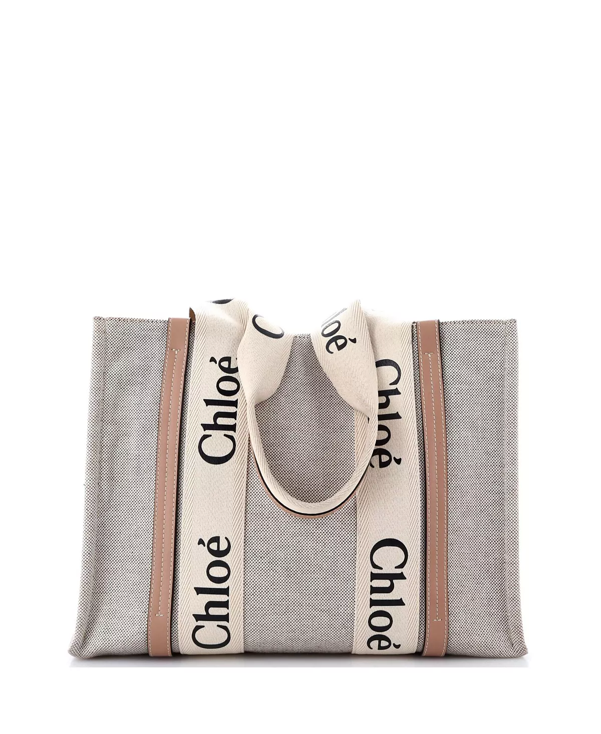 Сумка-тоут из холщовой ткани среднего размера с отделкой кожей 107890₽