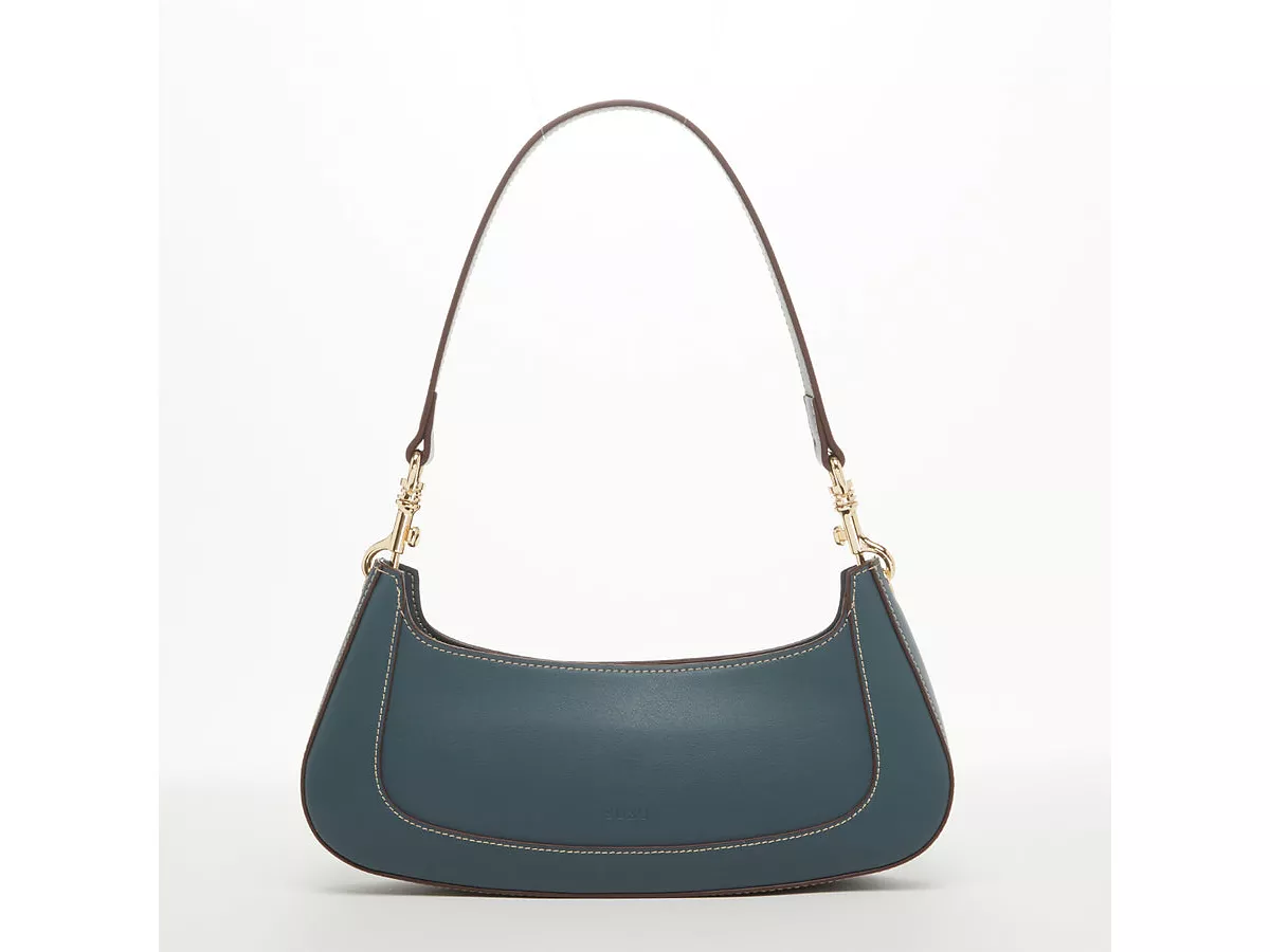 Кожаная багетная сумка Emily синего цвета 24090₽