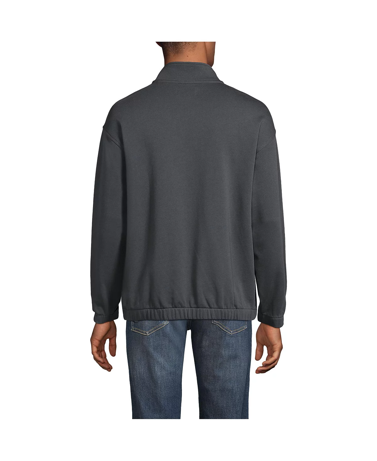 Мужская французская махровая рубашка Lands End с длинным рукавом в винтажном стиле застегивающаяся на четверть молнии 16190₽