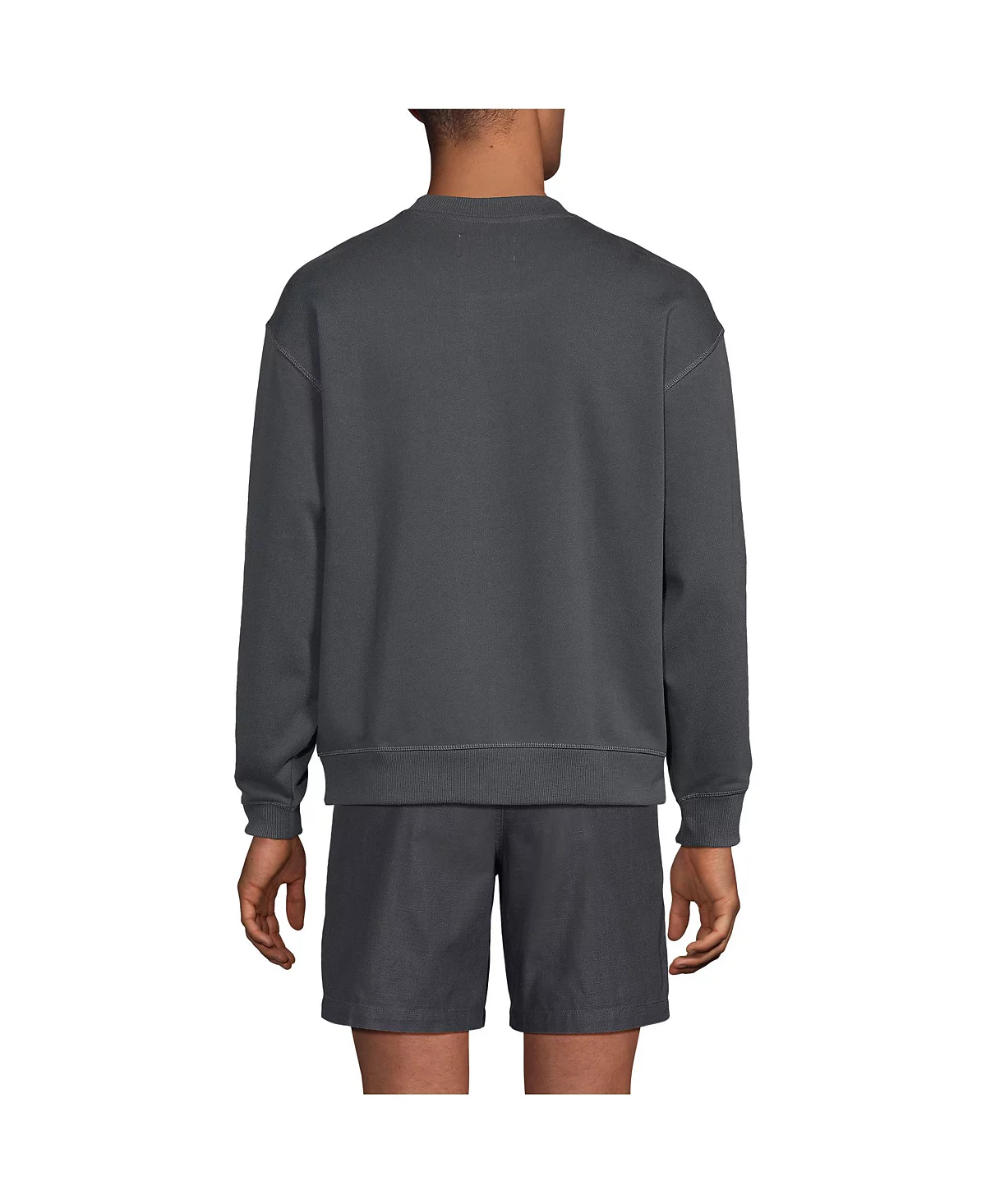 Мужская французская махровая винтажная толстовка Lands End с длинным рукавом и круглым вырезом 15190₽