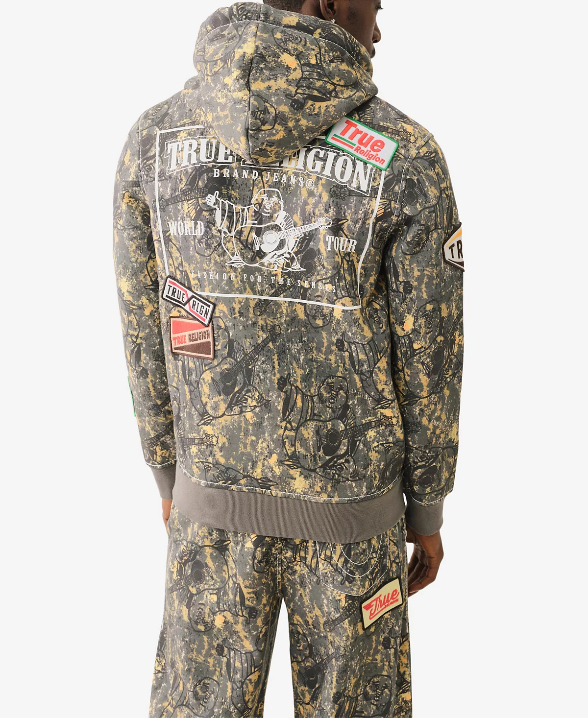 Мужская толстовка True Religion с большой камуфляжной нашивкой в виде Будды на молнии 24090₽