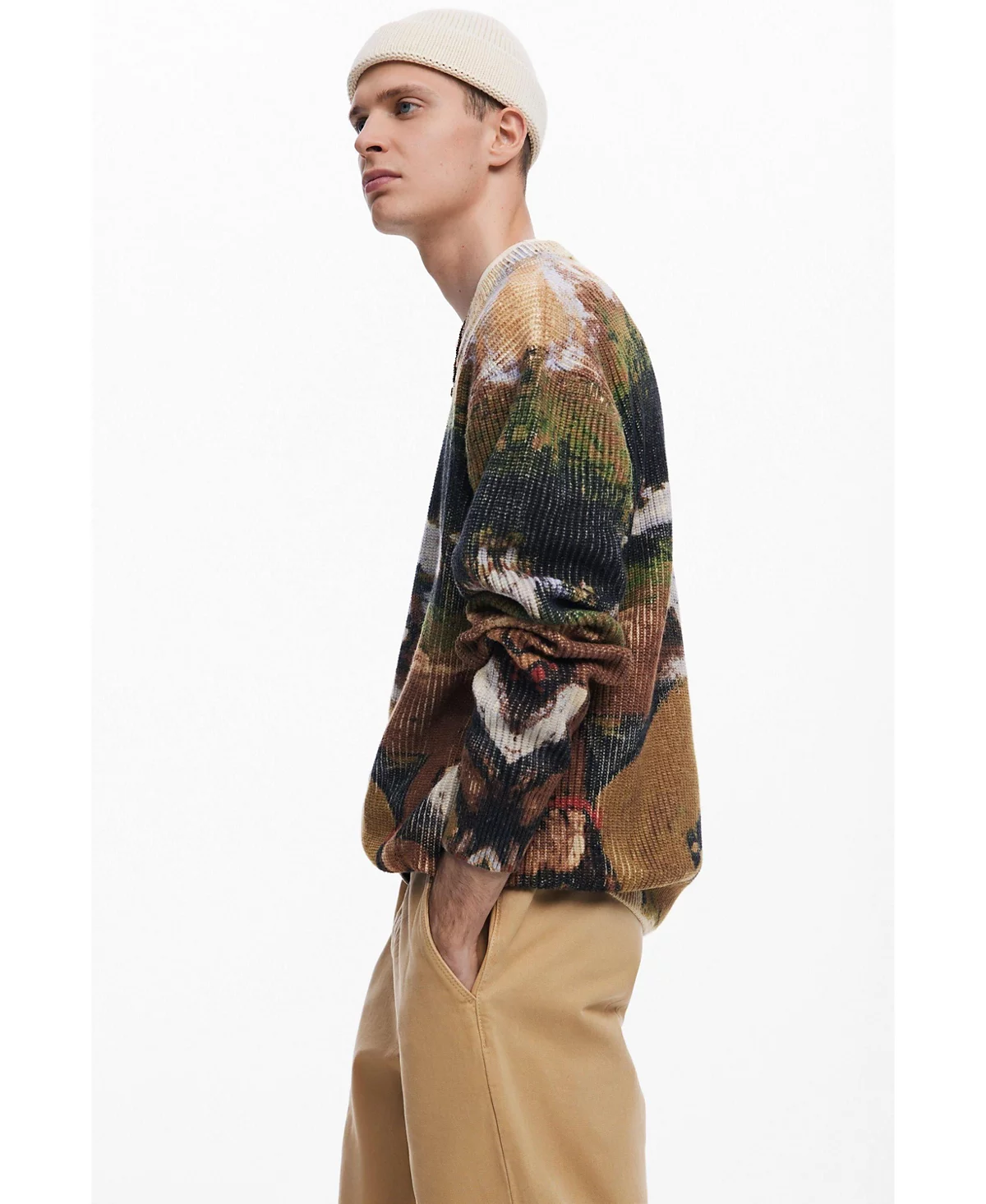 Дизайнерский мужской свитер с пейзажем 28390₽