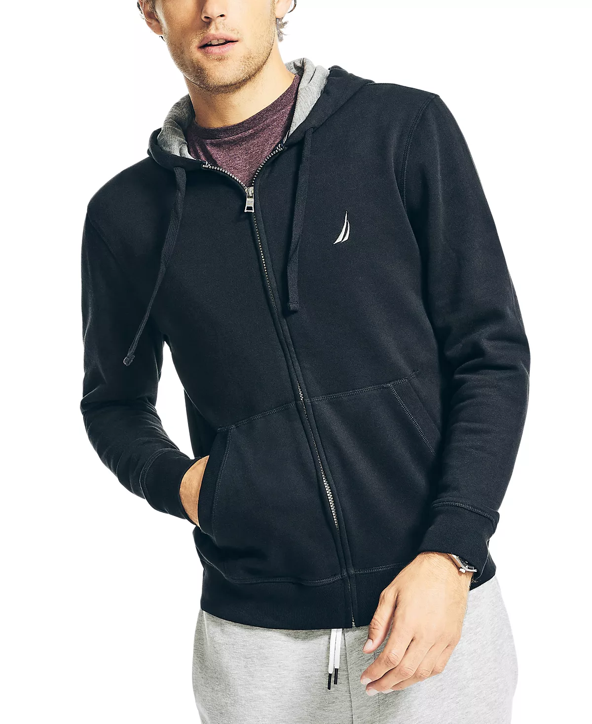 Мужская толстовка с капюшоном из сверхмягкого трикотажа на молнии из флиса классического кроя 15090₽