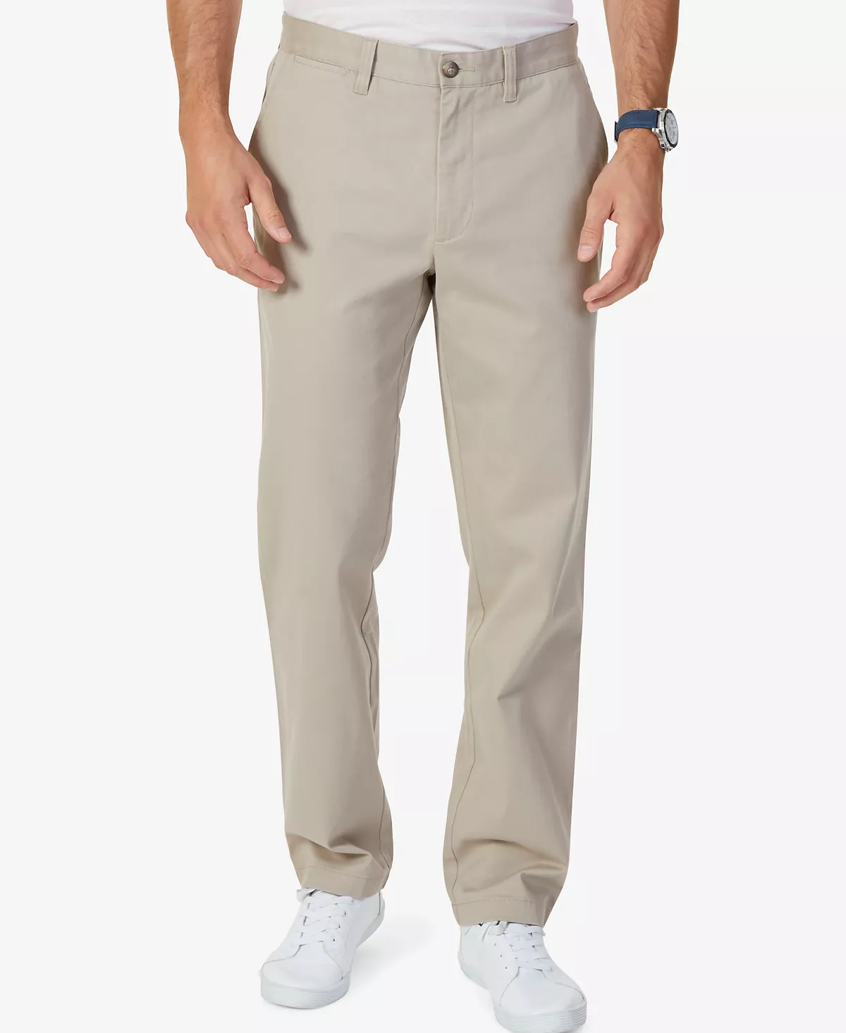 Мужские эластичные однотонные брюки-чино-деко классического покроя с плоской передней частью 15090₽