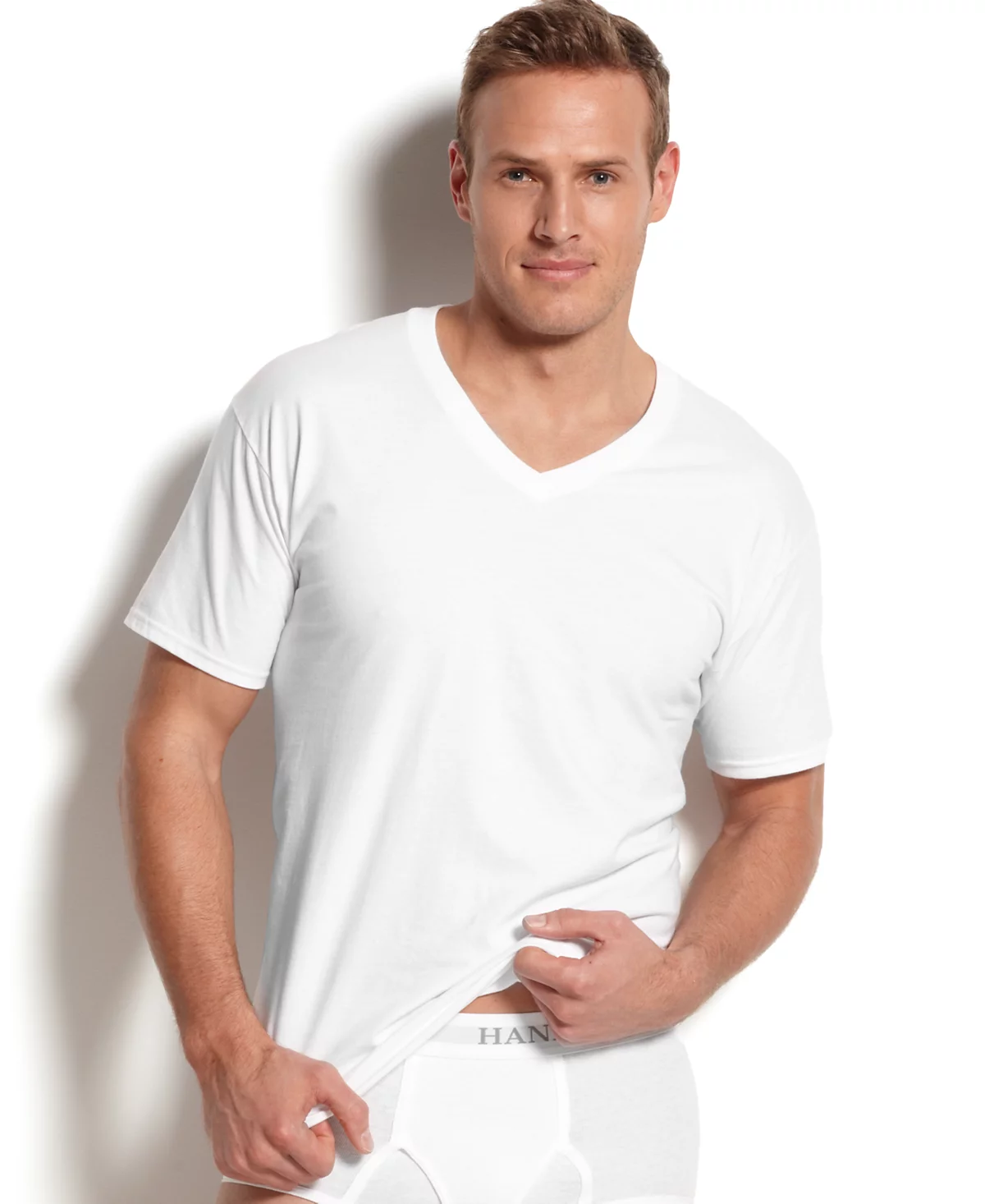 Мужские майки Hanes Big & Tall 4-Pk. Хлопковые майки с V-образным вырезом