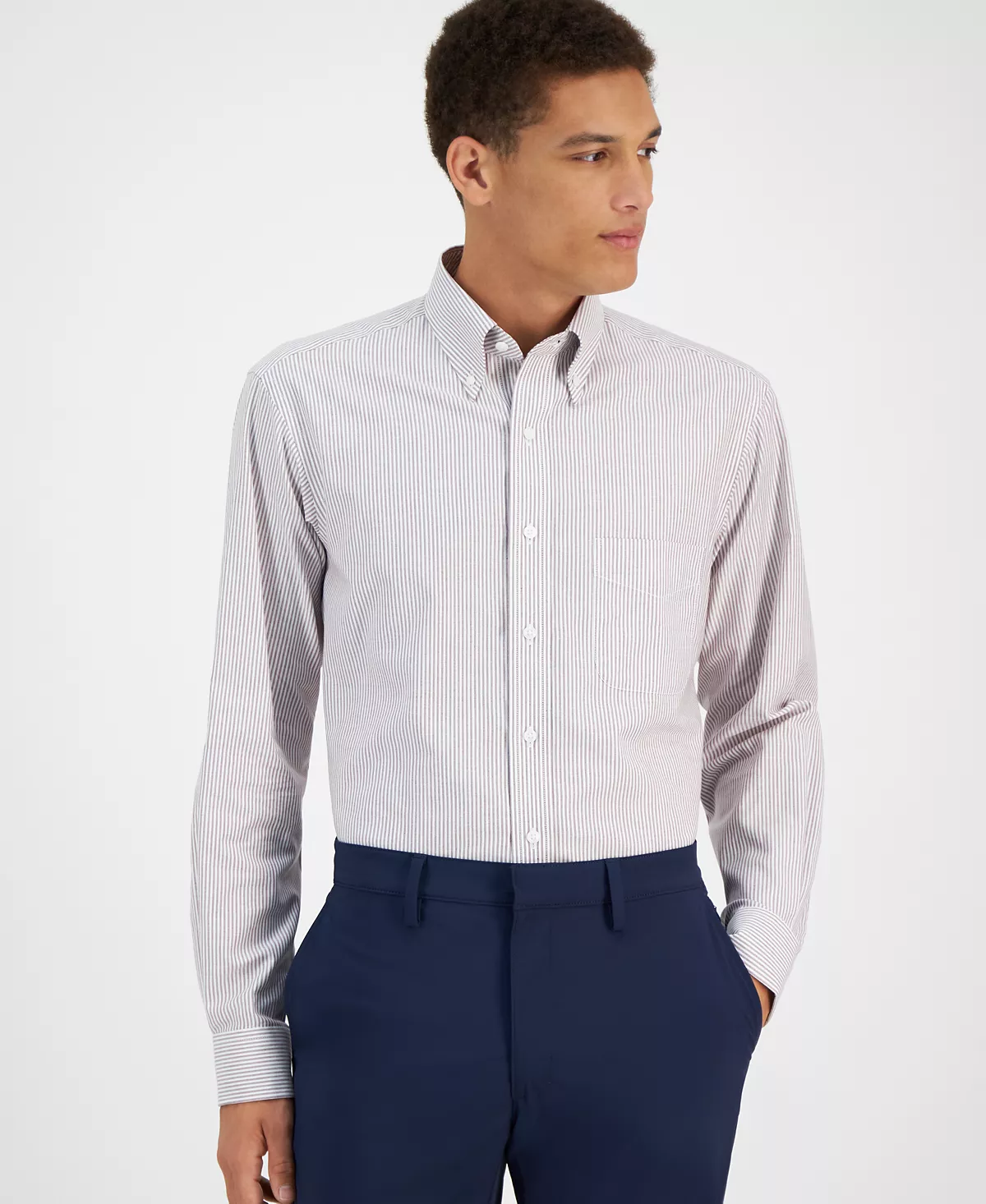 Мужская рубашка в университетскую полоску обычного покроя созданная для Macys 4790₽