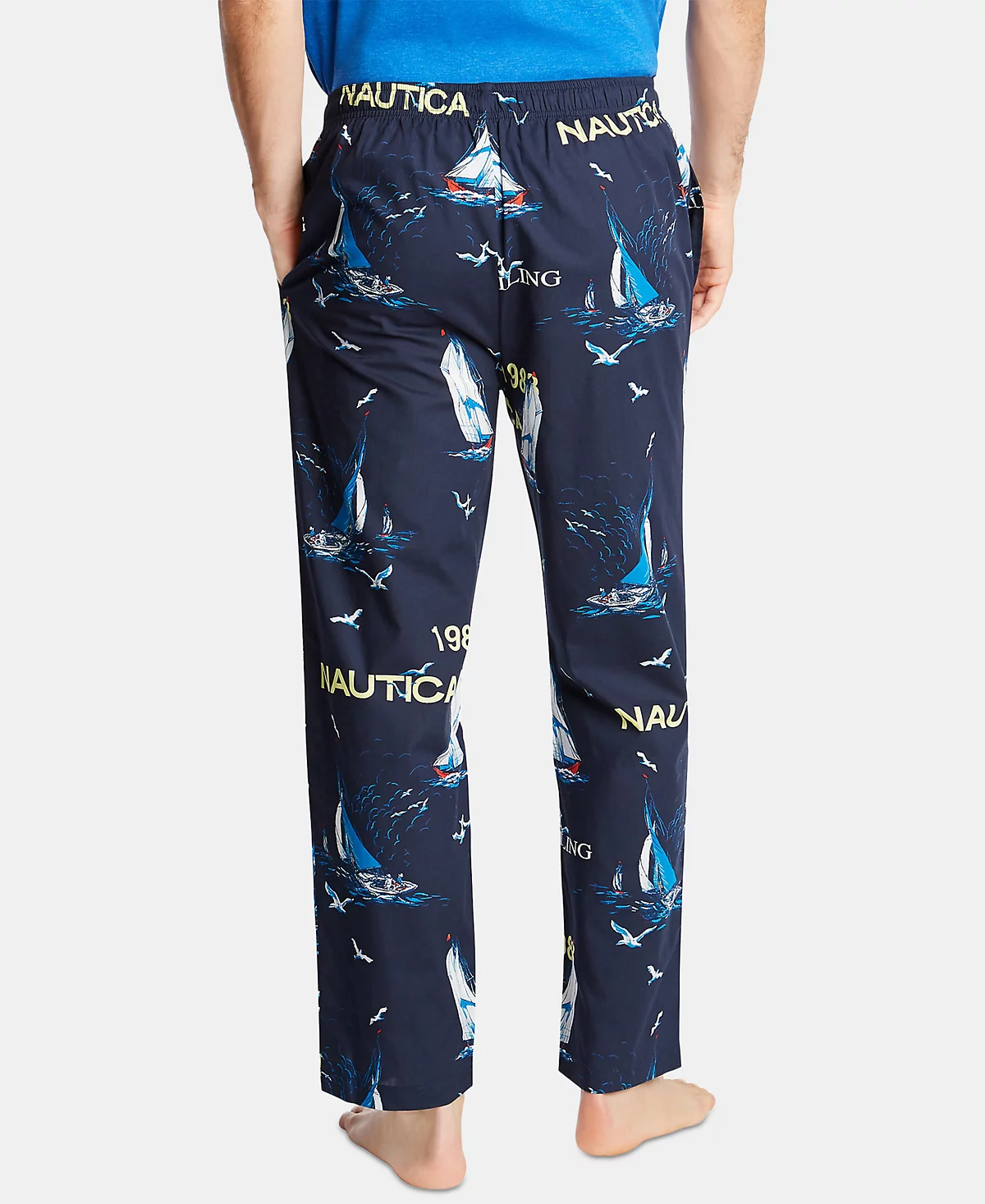 Мужские пижамные брюки из хлопка с принтом парусника Nautica
