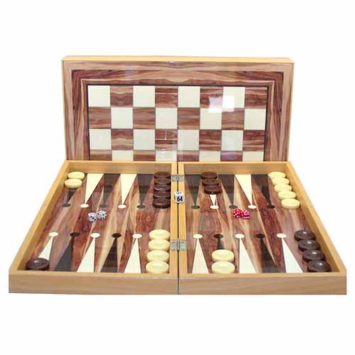 Backgammon: Walnut Decoupage - 19in Set (Clearance)