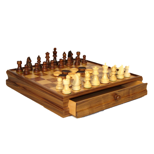 Chess and Checkers: Walnut and Maple Inlaid Chest (Clearance)