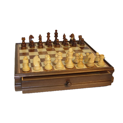 Chess Set: Walnut - Maple Inlaid Chest (Clearance)