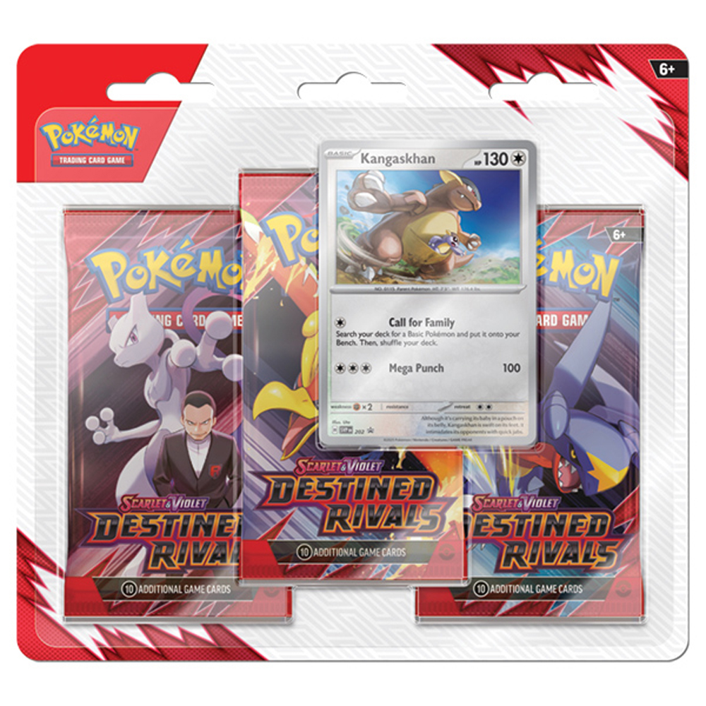Pokemon TCG: Scarlet - Violet: Обреченные соперники - Блистер с 3 бустерами (Кангасхан) (Предварительный заказ)