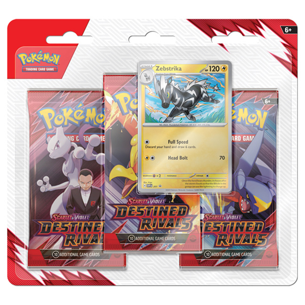 Pokemon TCG: Scarlet - Violet: Обреченные соперники - Блистер с 3 бустерами (Zebstrika) (Предварительный заказ)