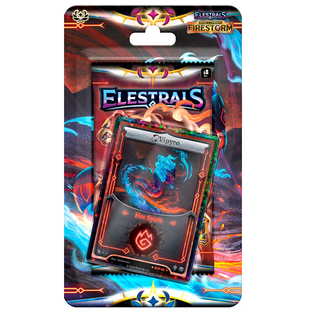 Elestrals TCG: Блистерная упаковка Firestorm - Stellar Vipyro с обратной стороны (предварительный заказ)