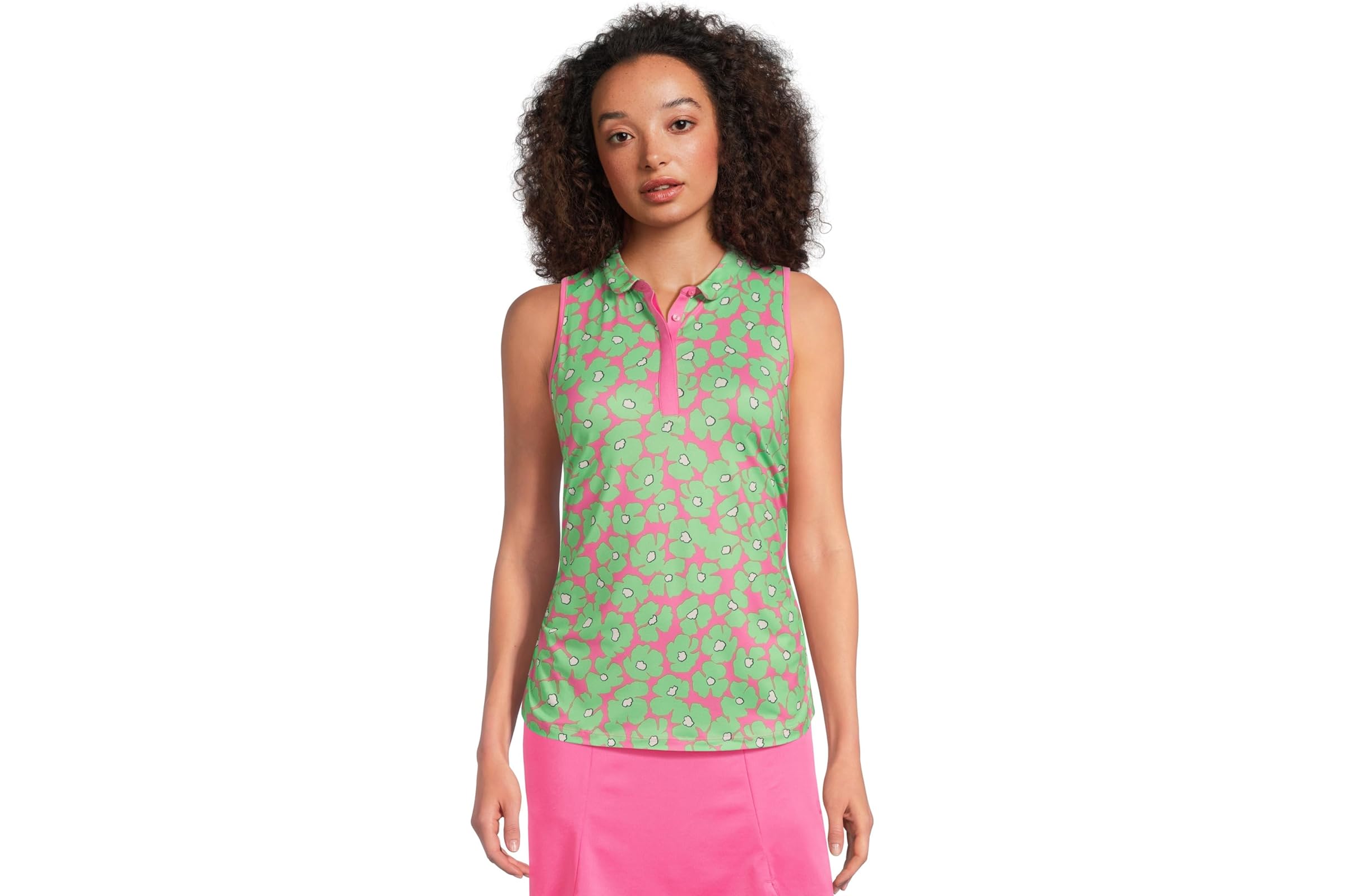 Callaway Floral Sleeveless Mini Collar And Side Shirring Top 12090₽