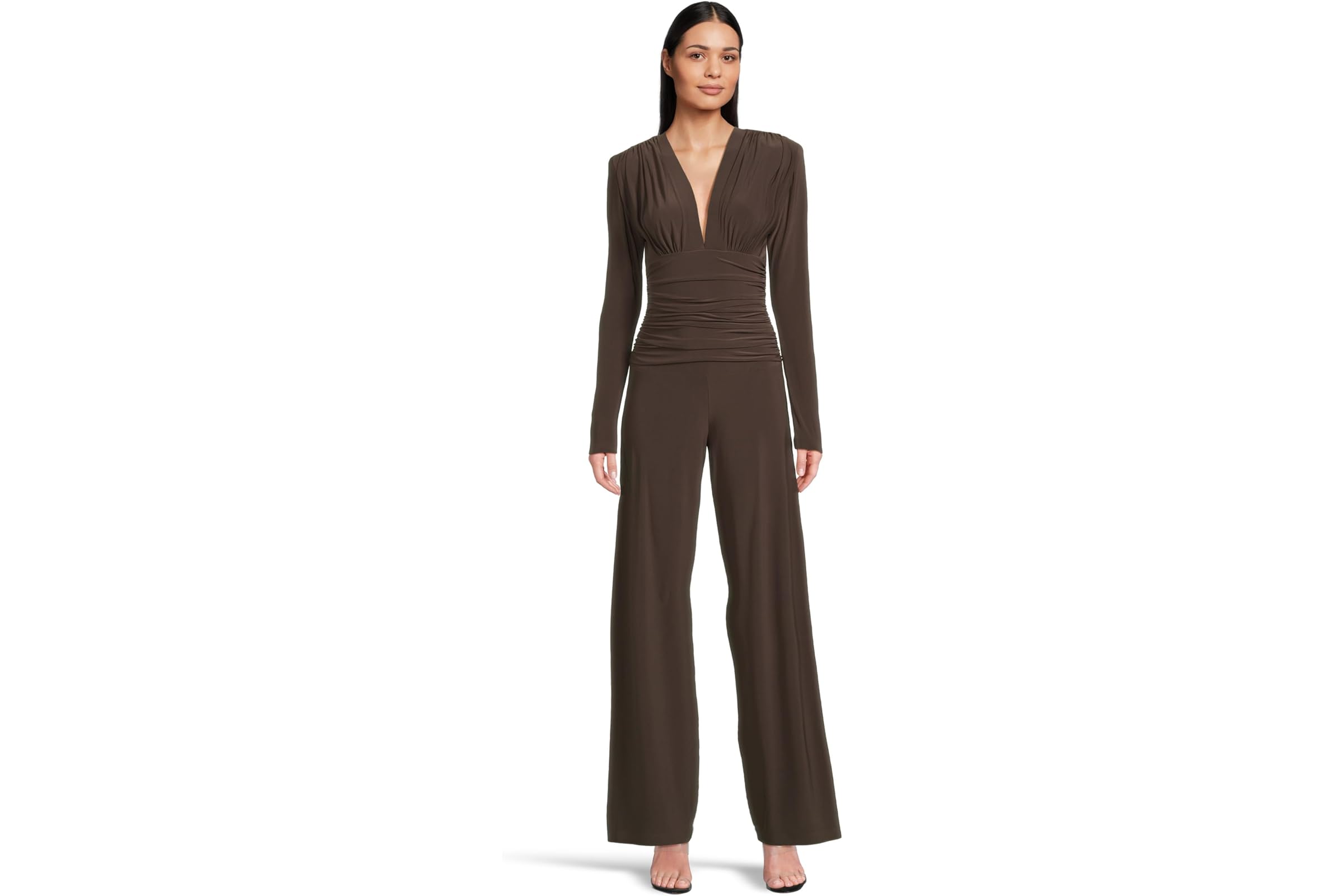 Комбинезон Norma Kamali V Neck Long Sleeve Shirred Waist Jumpsuit W Shoulder Pads 36590₽