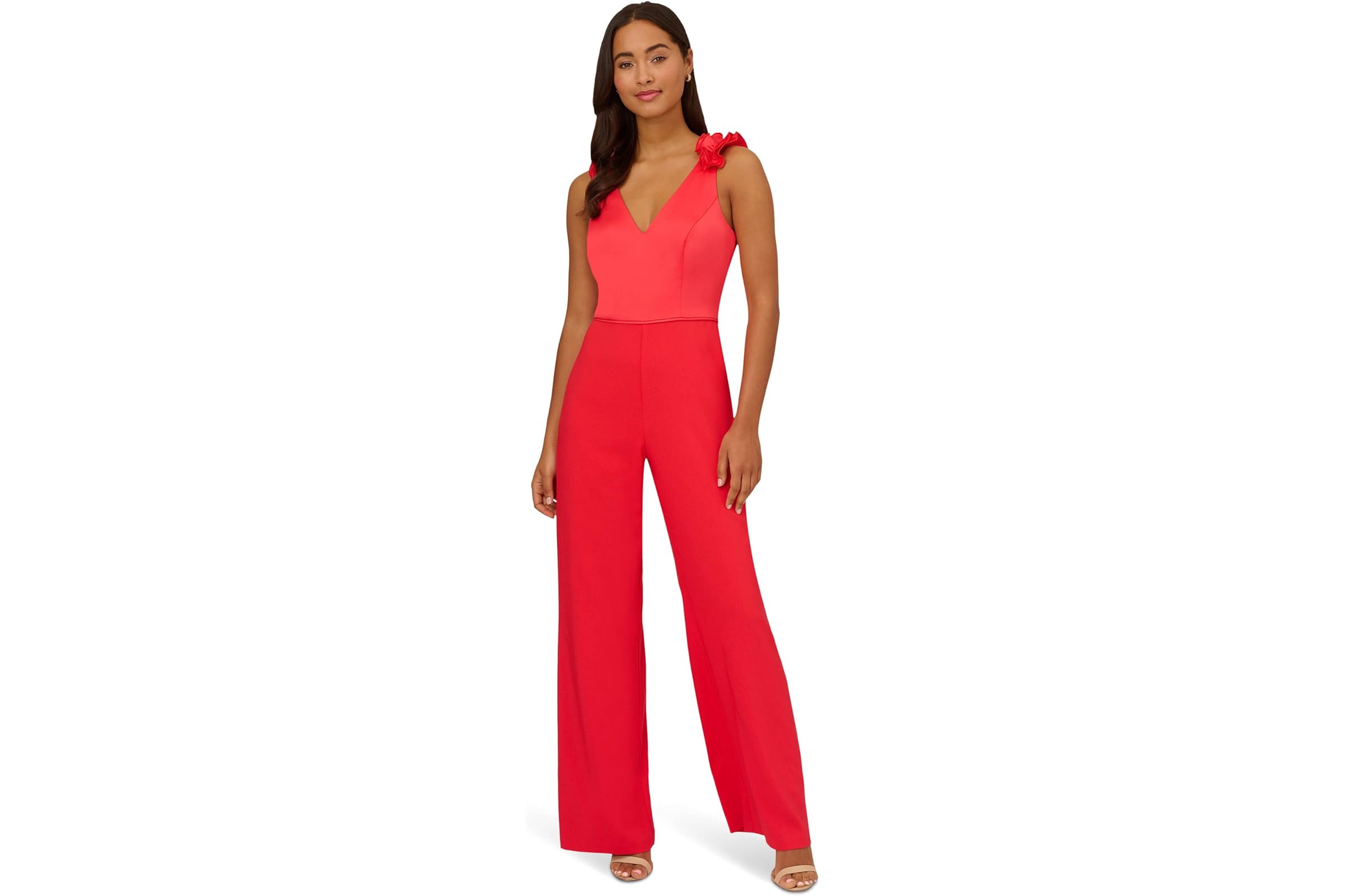 Комбинезон Adrianna Papell Ruffle Shoulder Stretch Crepe Jumpsuit 27290₽