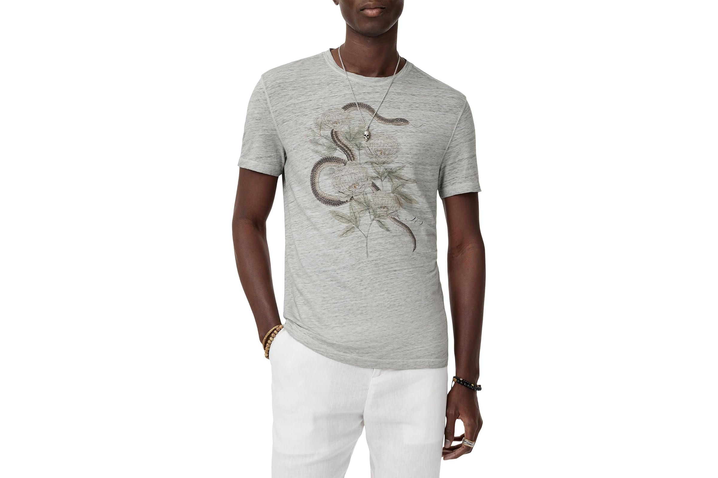 Мужская рубашка John Varvatos Short Sleeve Crew Tee - Snake Floral KG6915S25 22690₽
