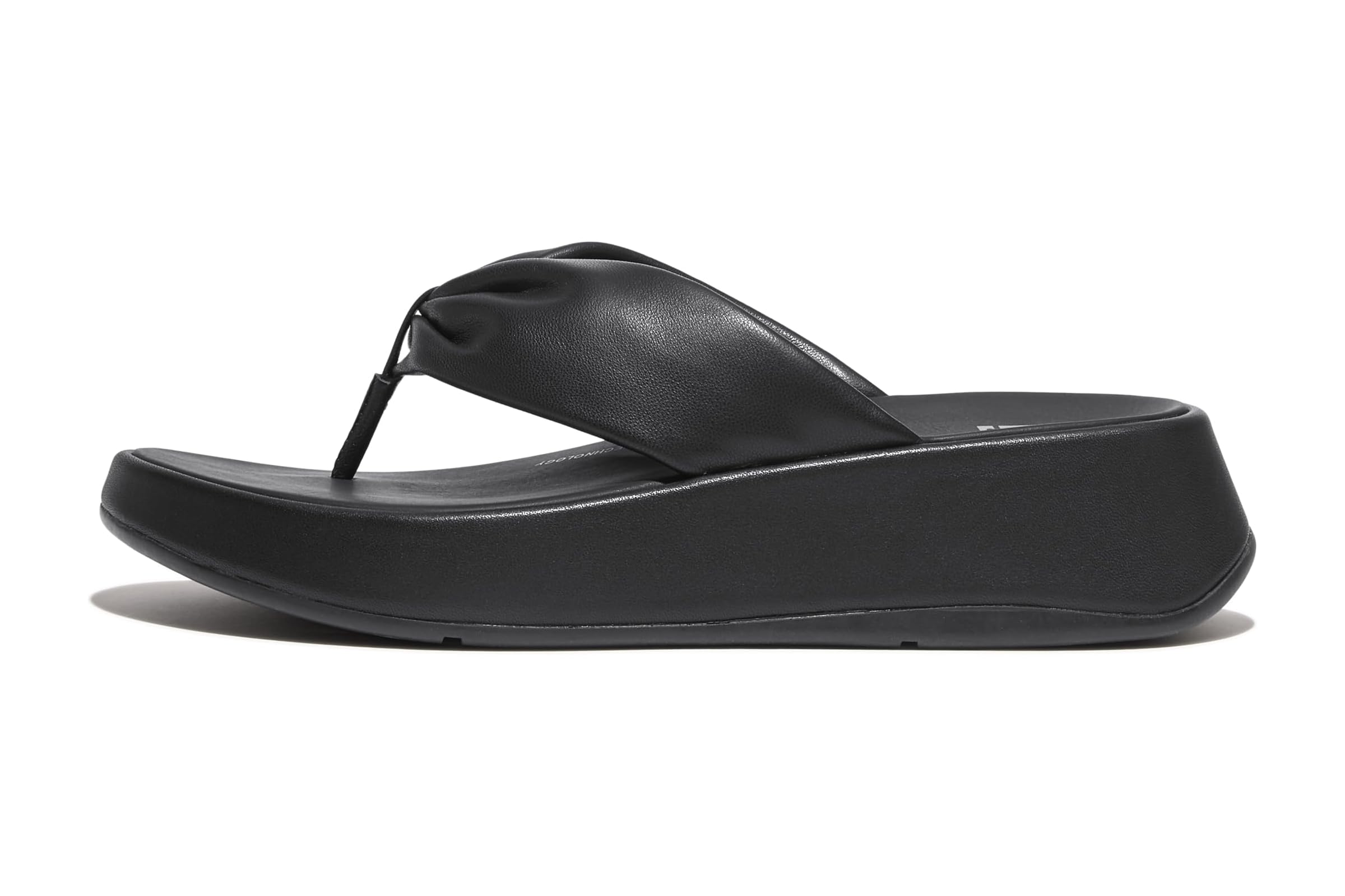 FitFlop F-Mode Leather-Twist Flatform Toe-Post Sandals