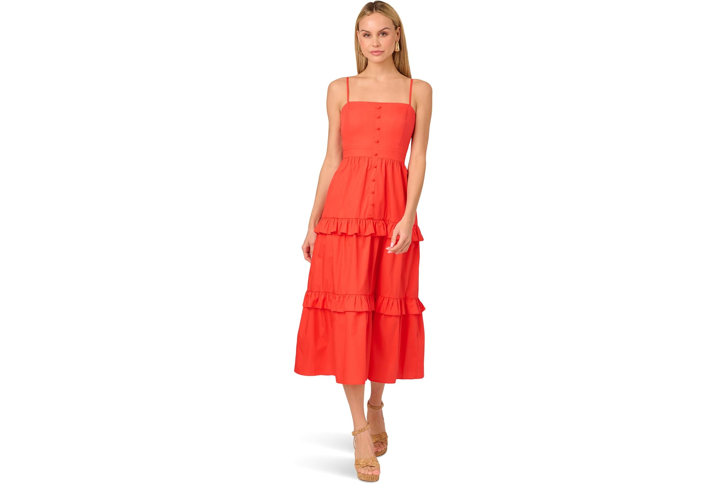 Платье Adrianna Papell Solid Tiered Midi Dress