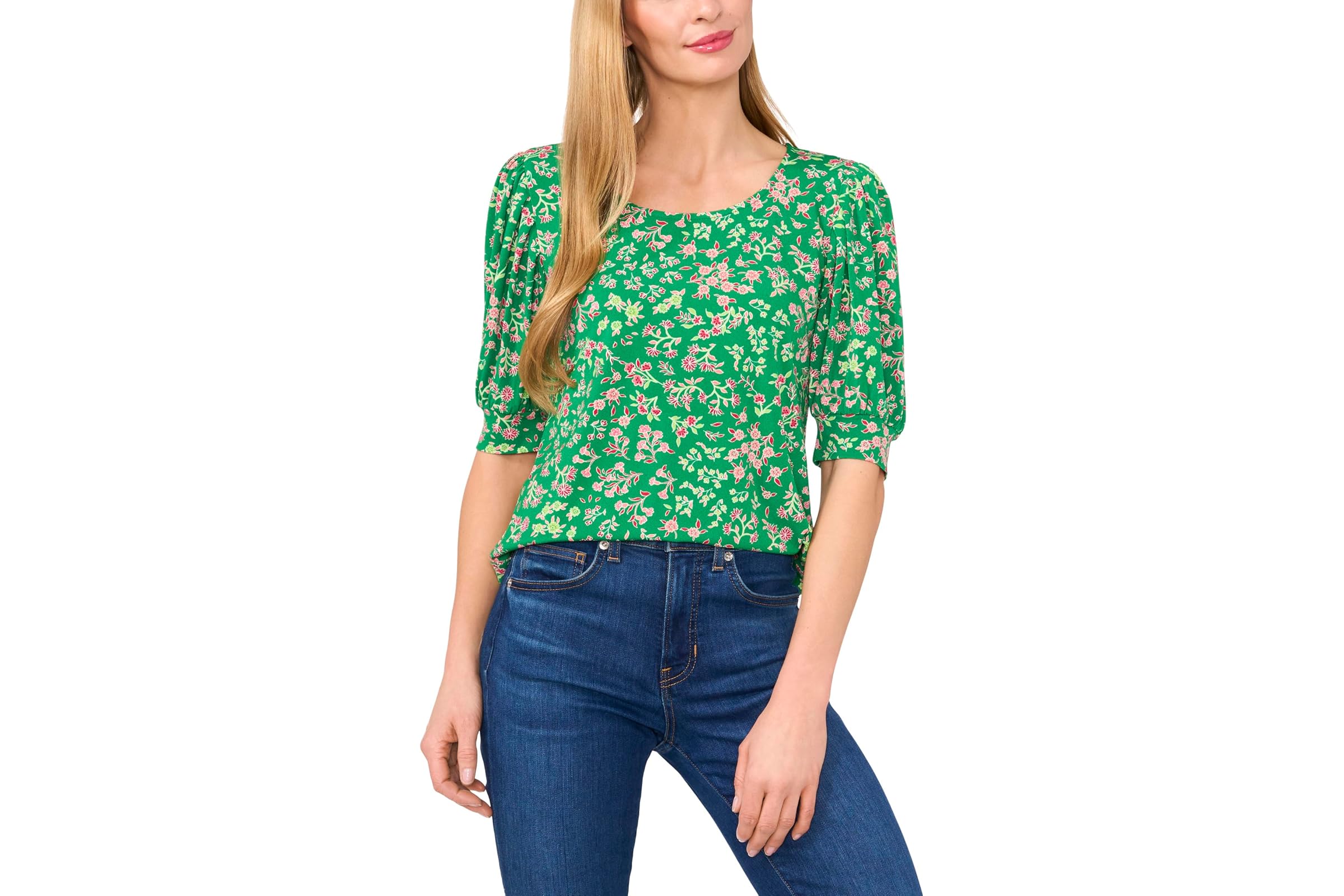 CeCe Knit Crew Neck Short Sleeve Top