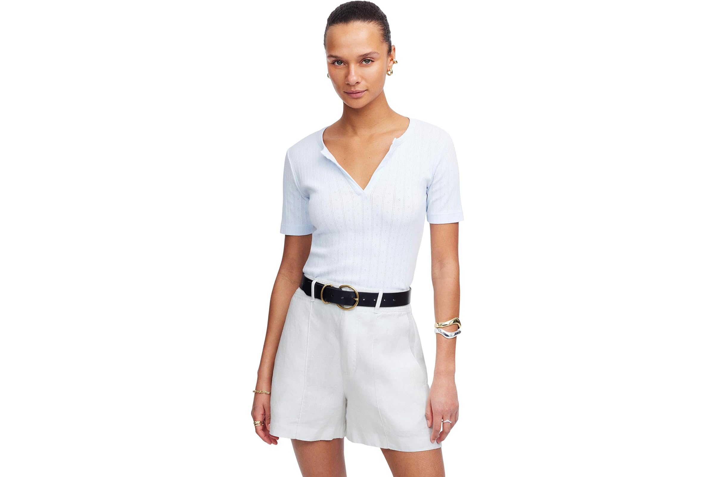 Шорты Madewell Pintuck High Waist Linen Shorts - Maldive 13290₽