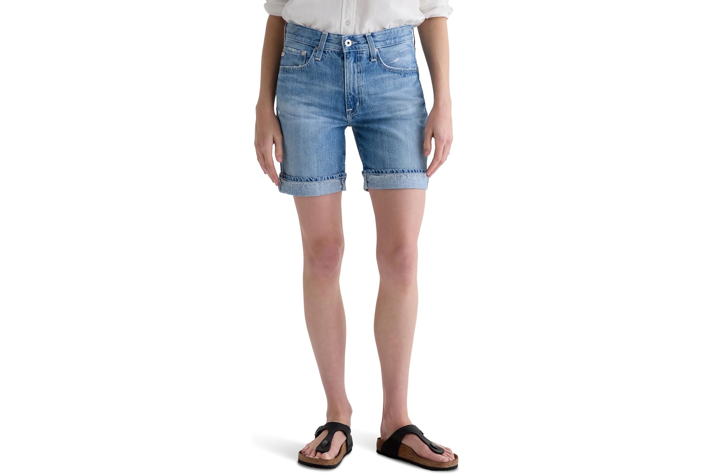 Шорты AG Jeans Ex-Boyfriend Mid-Rise Slouchy Shorts in 17 Years Divergent 37390₽